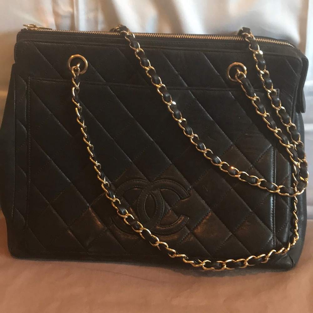 Chanel black quilted handbag